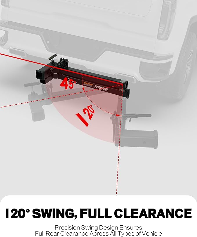 Young 250 lbs Heavy Duty Swing Away Hitch Adapter for Bike Rack & Cargo Carrier, Pre-Assembled 2" Hitch Extender