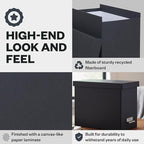 Bigso John Fiberboard Label Frame Desktop File Storage Box - Document Organizer for Important Paperwork - Durable Hanging File Box with a Lid & Metal Label Window - 7.36 x 13.38 x 10.51 in - Dark Grey