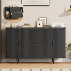 SEDETA 39.4" Filing Cabinet for Home Office, 2 Drawer File Cabinet, fit Legal/Letter/A4 Size, Modern Fluted Filing Cabinets with 2 Sliding Door Storage, Printer Stand, Black