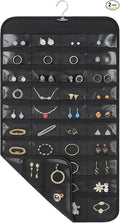 2 Pack Hanging Jewelry Organizer, 80 Clear Pockets earring organizer and storage, Accessories holder organizer for Closet, Jewelries, Necklace, Travel