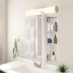 Design House Cyprus 25-in. Wide Medicine Cabinet, 3 Frameless Mirrored Doors, 2 Interior Shelves, Pre-Assembled, Surface or Recess Mounted, White/Clear, 25.1 in. W x 4.4 in. D x 24.5 in. H, 597484