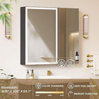 30x28 Medicine Cabinet with Lights Mirror, LED Lighted Medicine Cabinet Wall Mounted, Modern Sturdy Aluminum Mirrored Cabinet with Memory 3 Color Dimmable and Defogger, Adjustable Shelves