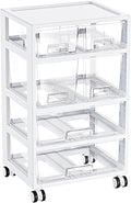 Vtopmart Plastic Drawer Storage Orangizer, 4 Tier 6 Drawers with Wheels for Office Supplies, Art Crafts, Under Desk Storage for Office, Bathroom, Dresser, 1 Pack/Clear