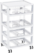 Vtopmart Plastic Drawer Storage Orangizer, 4 Tier 6 Drawers with Wheels for Office Supplies, Art Crafts, Under Desk Storage for Office, Bathroom, Dresser, 1 Pack/Clear