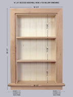 Fox Hollow Furnishings 14x24 Aiden Recessed Wall Niche Medicine Cabinet Replacement, in The Wall Bathroom Cabinet Insert Shelf/Shelves, Made in North America, Real Wood, NO MDF, Beadboard, Unfinished
