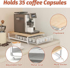 Coffee Pod Holder Counter Coffee Vertuo Capsules Storage Organizer with Sliding Drawer Compatible For 35 K-Cup Pods No Assembly Needed Natural Colour