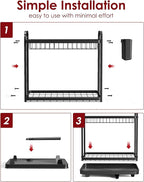 2-Tier Dish Drying Rack - Stainless Steel Dish Rack with Cutlery & Utensil Holders for Kitchen Counter, Sink Organization and Storage for Small Family, 15" W x 11.4" L x 15" H, Black