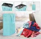 Odonata Slim Laundry Hamper Handles Collapsible Laundry Basket Thin Dirty Clothes Basket Narrow Laundry Bag Foldable Dirty Hamper 45L (Baby Blue)
