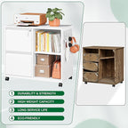 Metal 2 Drawer File Cabinet with Side Hook, Lockable Lateral Filing Cabinet for Letter/A4/Legal Size Files,Rolling Printer Stand with Adjustable Shelf & Lockable Wheelss for Home Office(White)