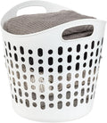 IRIS USA Laundry Basket Hamper, 27L Flexible Portable Plastic Dirty Clothes Bag with Ventilation Holes for Bedroom Bathroom Apartment Dorm Laundry Room Blankets Pillows Trinkets Organization, White