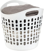 IRIS USA Laundry Basket Hamper, 27L Flexible Portable Plastic Dirty Clothes Bag with Ventilation Holes for Bedroom Bathroom Apartment Dorm Laundry Room Blankets Pillows Trinkets Organization, White