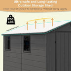 Devoko 6x8 Ft Outdoor Storage Shed - Lockable Resin Tool Shed with Window & Floor - Easy Assembly for Garden, Backyard, Dark Gray