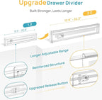 Vtopmart 8 Pack 2.36" Short Upgrade Drawer Dividers for Kitchen Drawer, 12.8"-22.3" Expandable Kitchen Drawer Organizer, Clear Plastic Organizer Separator for Flatware, Utensil, Cutlery, Underwear