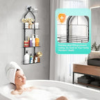 Shower Caddy Hanging, Adjustable Anti-Swing-Over The Shower Head Caddy, 3 Tier Height Bathroom Storage Organizer Bathroom Shelves Basket Rack Shower Caddies (3Tier)