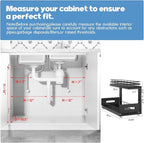 Under Sink Organizer Upgrade To Professional Rails,2-Tier Dual Pull Out Cabinet Storage,Height Adjustable Slide Out Drawers For Bathroom Kitchen,2 Pack-18.5"Dx12.8"-16.9"H,Black