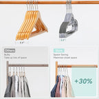 Heavy Duty Hangers 30 Pack, Plastic Clothes Hangers Non-Slip, 0.2'' Slim, 360° Swivel Hook, 16.5 Inches Wide, Thin Space Saving Hangers for Suit, Shirt & Pants, Light and Dark Gray