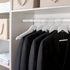 TOPIA HANGER Wooden Coat Hangers 30 Pack, White Wood Suit Hangers with Non Slip Pants Bar, 360° Swivel Hook and Shoulder Notches for Camisole, Jacket, Pants, Smooth Finish Clothes Hangers -CT34W30