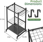 Garden Tool Organizer Stand with Wheels,Yard Tool Organizer for Garage with 2 Hooks, Rack Up to 42 Tools,Broom Holder & Garden Tool Rack for Shed, Patio, Outdoor Use