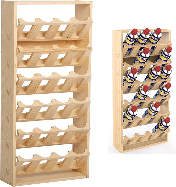 MYOYAY 6-Tier 24 Holes Spray Paint Can Storage Holder Organizer Can Rack Wall Mount Spray Bottle Can Holder for Garage and Craft Workroom 14.2" L x 5" W x 30" H