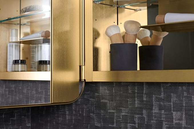 Kohler 35570-BLL Verdera® Framed Bathroom Medicine Cabinet with Mirror, Rectangular Design, Mirrored Interior, Adjustable Glass Shelves, Rustproof, 22 in. W x 34 in. H, Matte Black