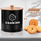 Cookie Jars with Lids Airtight, Large Cookie Tins, 1.5 Gallons Cookie Jar for Kitchen Counter Decorative, Farmhouse, Christmas, Mother's Day Gift Cookie Storage Containers (Black)