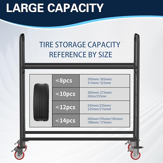 TONGMO Tire Storage Rack with Protective Cover - Adjustable Metal Tire Rack for Indoor/Outdoor Use - 58" H x 55.5" W x 17.5" D (55in)