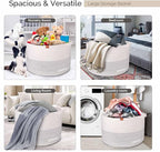 Extra Large Laundry Basket 22" X 22"X 14" XXXL Cotton Rope Woven Basket for Blankets Storage Basket with Handles for Living Room (Beige)