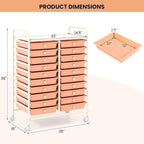 COSTWAY 20-Drawer Rolling Storage Cart, Utility Storage Organizer Cart for Tools, Scrapbook, Paper, Craft, Multipurpose Storage Trolley on Wheels for Home Office School, Peach