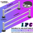 ULIBERMAGNET Magnetic Double Towel Bar, Adjustable Silver Heavy Duty Towel Holder, 22LB Capacity Non-Slip Magnetic Dishcloth Rod Rack for Refrigerator, Dishwasher, Laundry, RV, Kitchen