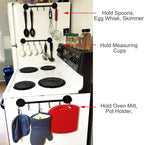 6 Hooks Magnetic Utensil Holder Untensil Rack Tool Hanger Organizer for Refrigerator, Metal Cabinet, Metal Stove, Grill, BBQ