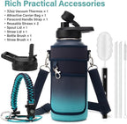 Insulated Water Bottle | Thickened Stainless Steel Vacuum Metal | Portable Sports Water Jug for Gym and Hiking with Straw, Carrier Bag, Handle Strap | BPA-Free 32 oz