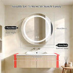 26inch Round Medicine Cabinet with Lights,Led Medicine Cabinet with Defogger,Illuminated Mirror Cabinet for Bathroom,Dimmable,Anti-Fog,3 Colors,Surface Mount only,Gold
