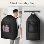 Lifewit Laundry Bag, Extra Large Laundry Backpack with Shoulder Straps and Mesh Pocket for Laundromat, Heavy Duty Laundry Bag Backpack for Dirty Clothes for College Dorm/Travel/Apartment, 120L, Black