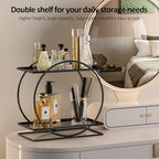 2 Tier Perfume Organizer for Dresser, Black Gold Perfume Makeup Perfume Stand Organizer for Vanity, Cosmetics Ideal Gift for Perfume Lovers-Black