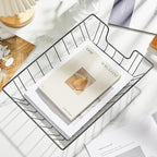 Yeaqee 3 Pcs Letter Tray Wire Paper Trays Stackable File Desk Organizer Metal File Paper Holder Basket for Desk Desktop Letter Storage for Office Home Classroom School (Black,14'' X 10'' X 3'')