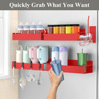 Magnetic Water Bottle Holder for Refrigerator, Cup Holder Organizer for Stanley and Tumbler for Kitchen, 4 Pack, Red