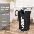 90L Large Laundry Basket, Freestanding Tall Clothes Hamper, Collapsible Laundry Bag, Black