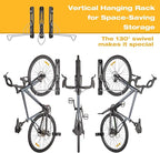 CXWXC Bike Rack Garage - Swivel Bike Wall Mount Rack - Bike Hangers for Garage, Space-Saving, Indoor Bike Storage Rack for Road, MTB, and Hybrid Bicycles