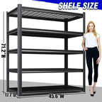 3Pack Garage Shelving 5-Tier Heavy-Duty Steel Storage Shelving Unit Adjustable Boltless Rack, 2500 lbs Capacity – Durable Organizer for Garage, Kitchen, Basement & Workshop 71”x46”x17.7” Black
