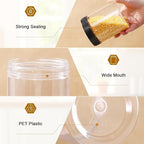 16oz Clear Plastic Jars With Lids,Plastic Jars With Lids,Airtight Container Ideal For Dry Food, Peanut Butter, Honey Jam,Cream, Bathroom and Storage(set of16)