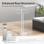 KES Standing Towel Rack for Bathroom with Marble Base, 2-Tier Towel Rack Stand for Floor, SUS304 Stainless Steel Polished Finish, BTH217