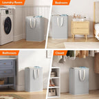 Lifewit 1 Pack Laundry Basket 65L Each, Collapsible Clothes Hamper with Reinforced Handles, Freestanding Waterproof Design for Bedroom and Laundry Room, Grey 65L Total