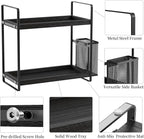 LEMIKKLE Bathroom Organizer Countertop, Counter Organizer for Bathroom Decor, Wooden Sink Shelf for Vanity Storage, Makeup Tray for Perfume Skincare Bedroom Kitchen Corner (Black)