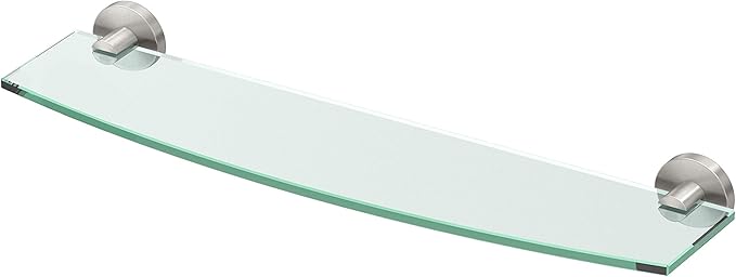 Gatco 4676 Reveal Tempered Curved Glass Shelf, 20.13" W X 5.40" D, Satin Nickel