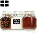 ComSaf 3-Pack Square Glass Coffee Canisters, 34oz Airtight Pantry Jars for 1lb Coffee Bag, Sugar, Flour & Tea, Space-Saving Food Storage Containers for Kitchen Counter & Small Apartment Organization