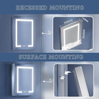 ExBrite Lighted Medicine Cabinet with Mirror, 20 x 26 Inch, Recessed or Surface led Medicine Cabinet, Defog, Stepless Dimming,Color Temperature Change,2 Outlets,Built-in 6000K Sensor Light,Right Hinge