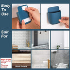 3 Pcs Remote Control Holder, Wall Mount Pen Holder Hole-Free Self Adhesive Phone Charging Organizer Pencil Storage Containers for Home Office School Supply Orgaizer (Blue