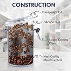 ENLOY 4-Piece Stainless Steel Airtight Food Storage Canister Set with Clear Lid, Containers Sets for Kitchen Counter for Sugar, Flour, Tea, Candy, Cookie, Spice, 28/32/38/65 oz
