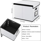 Huolewa File Organizer Box with Lid, Collapsible Faux Leather Hanging File Folder Box Organizer with Plastic Slides, Decorative Home/Office Filing System Boxes for File and Folders Storage