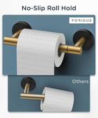 FORIOUS Toilet Paper Holder Wall Mount, Stainless Steel Rustproof Double Post Pivoting Tissue Roll Holder for Bathroom, Commercial Toilet Paper Dispenser, Brushed Gold & Matte Black